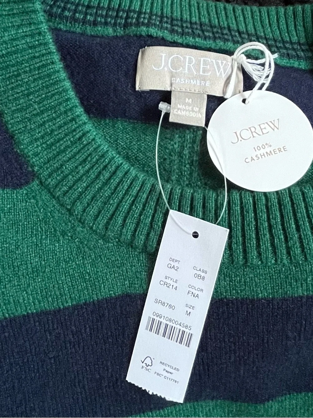 NWT J CREW Cashmere Blouson Sleeve Sweater M